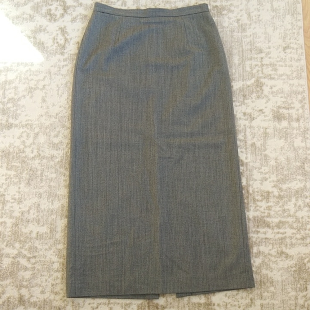 Rafaella Petite Wool Lined Maxi Skirt 8P Gray Black